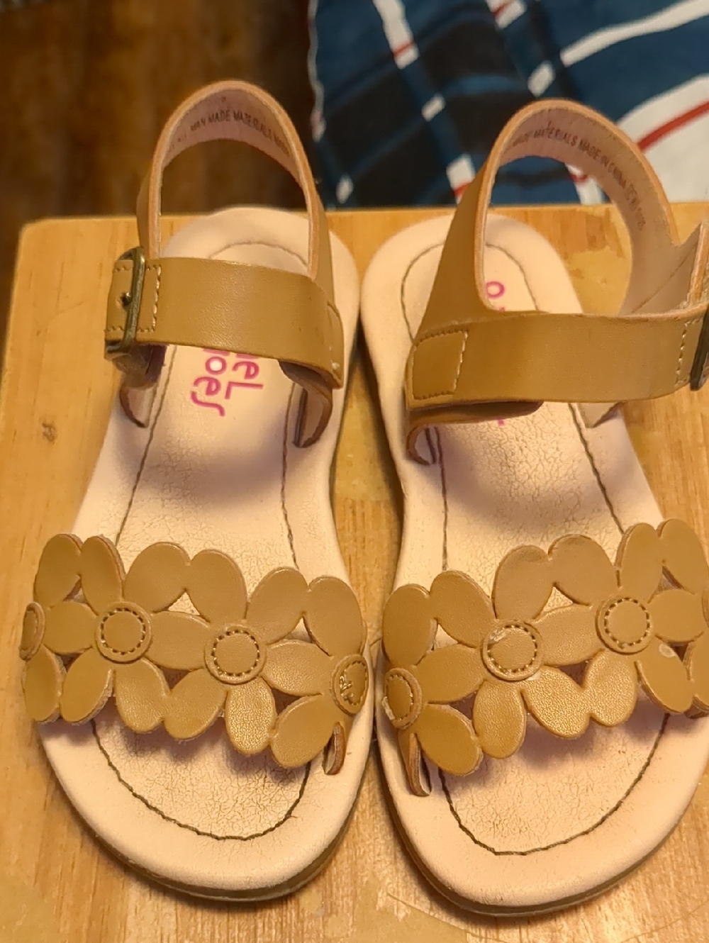 Rachel Shoes Girls Tan Floral Strap Sandals